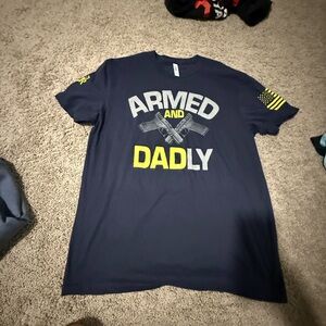 Navy Graphic T-Shirt with Yellow and Gray Print